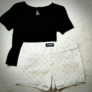 Pixie shorts S 4/6 white black polka dot print